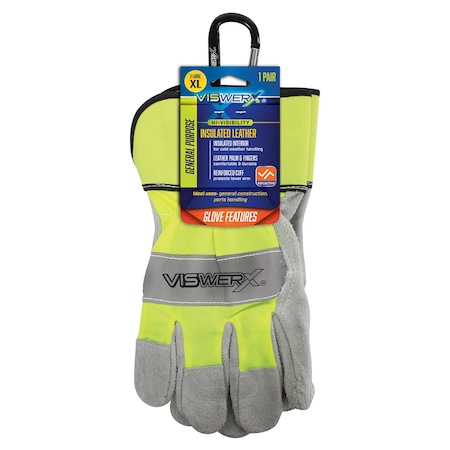 Viswerx Hi-Vis Lined Split Leather Palm Glove XL 127-11053
